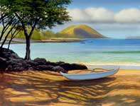 Painting by Curtis Wilson Cost: Canoes at the Landing