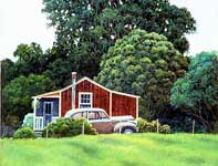 Painting by Curtis Wilson Cost: Front Porch Fuchsia