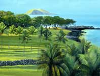 Painting by Curtis Wilson Cost: Old Makena Panorama