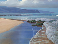 Painting by Curtis Wilson Cost: Sands of Kapukaulua
